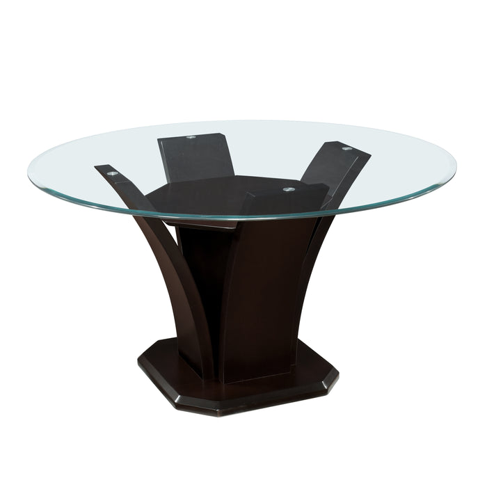 Daisy Round Dining Table, Glass Top in Espresso/Transparent - 710-54*