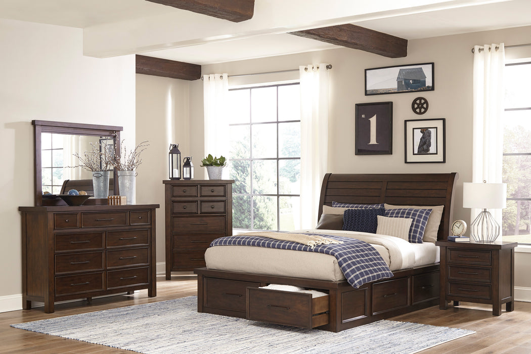 Logandale Eastern King Platform Bed with Footboard Storage in Brown - 1559K-1EK