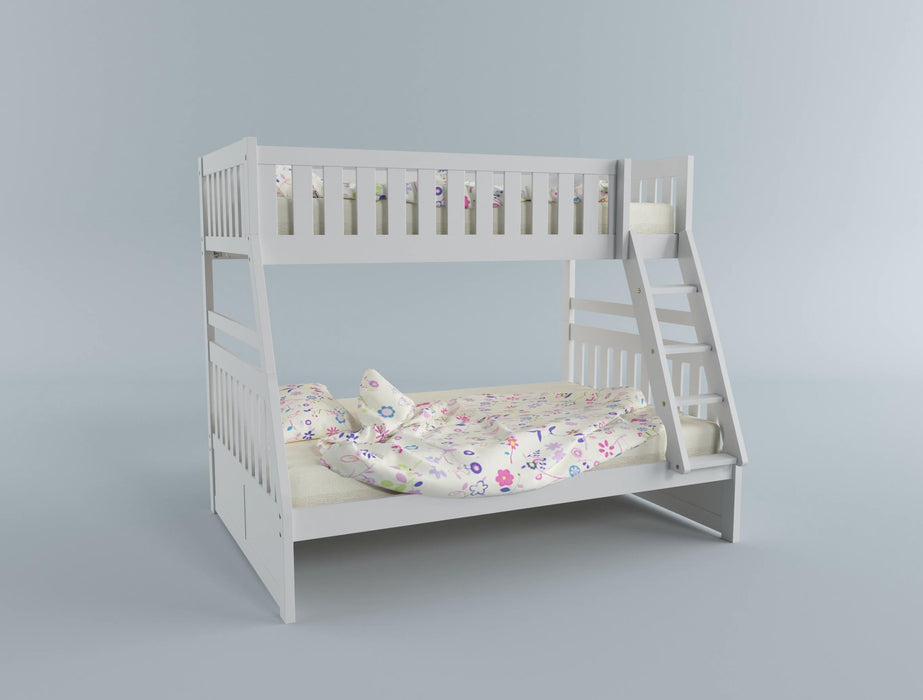 Galen (3) Twin/Full Bunk Bed in White - B2053TFW-1*