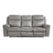 Aram Double Reclining Sofa with Center Drop-Down Cup Holders, Receptacles, Hidden Drawer and USB Ports in Gray - 8206GRY-3 image