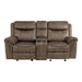 Aram Double Glider Reclining Loveseat with Center Console, Receptacles and USB Ports in Brown - 8206NF-2 image