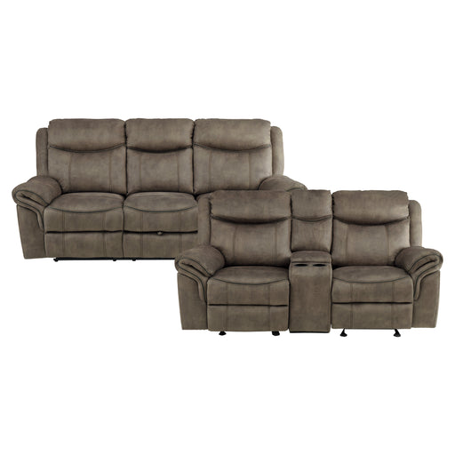 Aram 2pc Set: Sofa, Love in Brown - 8206NF*2 image