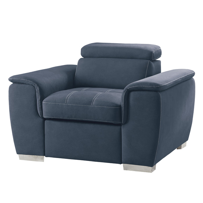 Ferriday Chair with Pull-out Ottoman in Blue - 8228BU-1