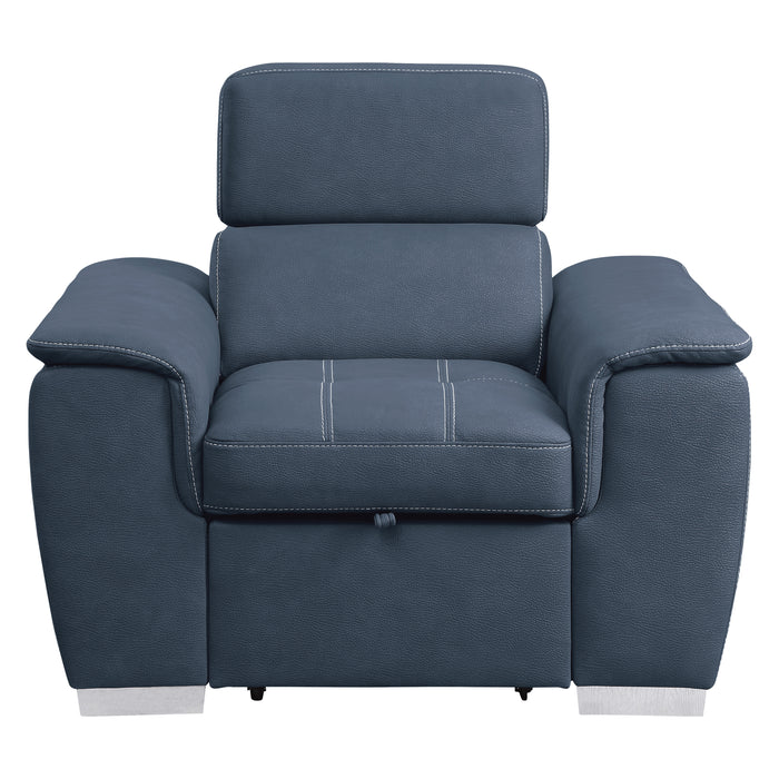 Ferriday Chair with Pull-out Ottoman in Blue - 8228BU-1 image