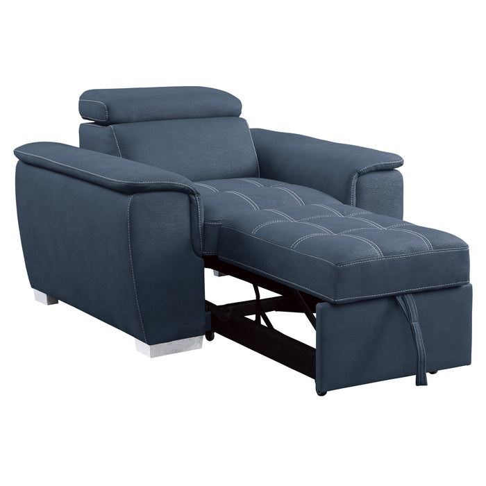 Ferriday Chair with Pull-out Ottoman in Blue - 8228BU-1