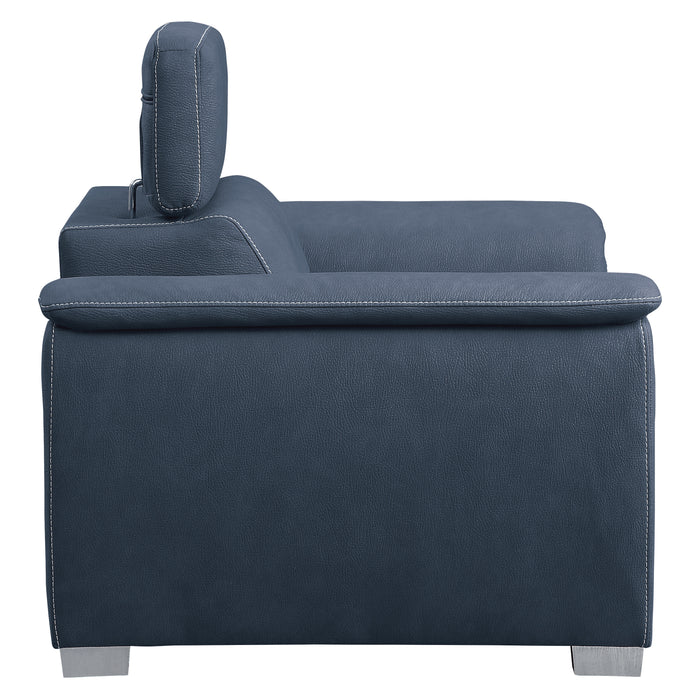 Ferriday Chair with Pull-out Ottoman in Blue - 8228BU-1