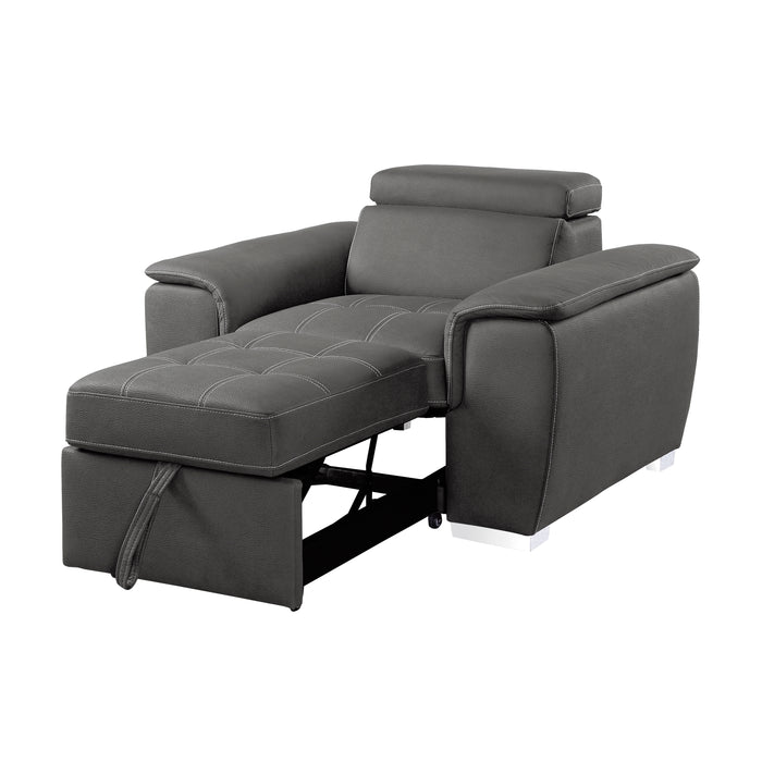 Ferriday Chair with Pull-out Ottoman in Gray - 8228GY-1