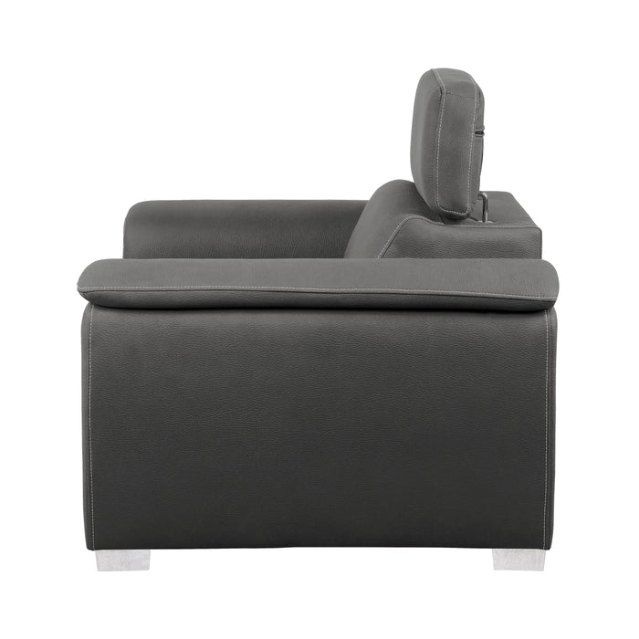 Ferriday Chair with Pull-out Ottoman in Gray - 8228GY-1