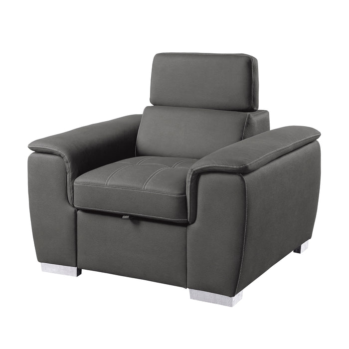 Ferriday Chair with Pull-out Ottoman in Gray - 8228GY-1