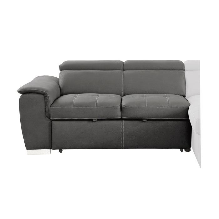 Ferriday 2-Piece Sectional with Adjustable Headrests, Pull-out Bed and Right Chaise with Hidden Storage in Gray - 8228GY*