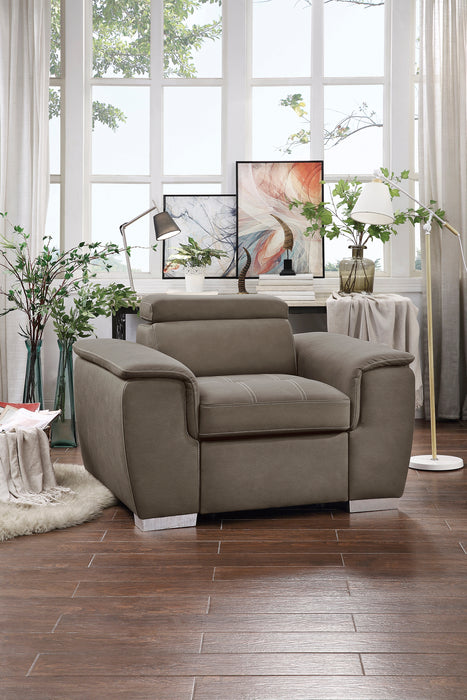 Ferriday Chair with Pull-out Ottoman in Taupe - 8228TP-1