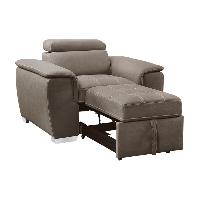 Ferriday Chair with Pull-out Ottoman in Taupe - 8228TP-1