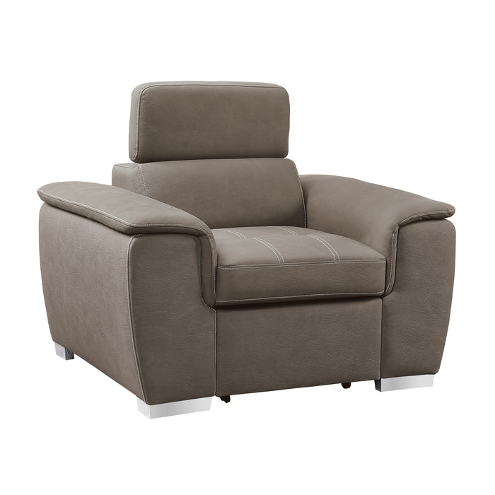 Ferriday Chair with Pull-out Ottoman in Taupe - 8228TP-1