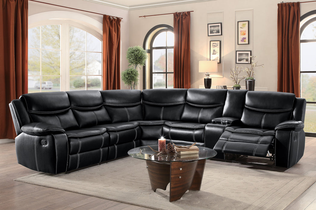 Bastrop 3-Piece Sectional with Right Console in Black - 8230BLK*SC