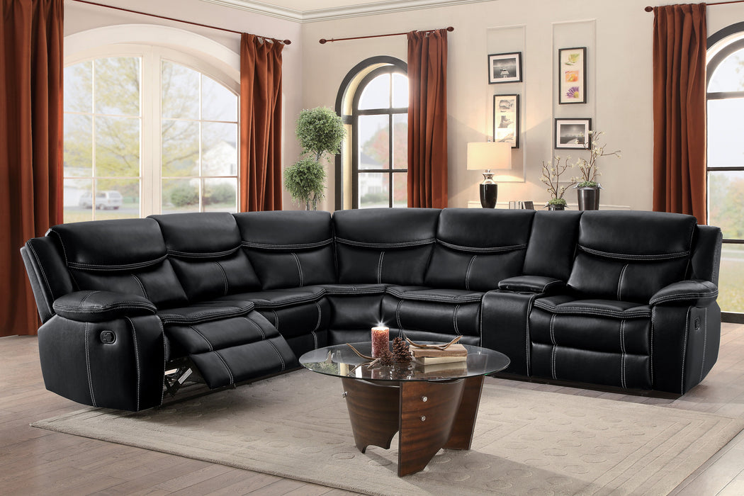 Bastrop 3-Piece Sectional with Right Console in Black - 8230BLK*SC