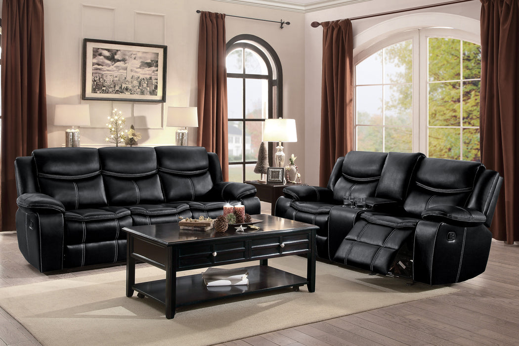 Bastrop Double Glider Reclining Loveseat with Center Console in Black - 8230BLK-2