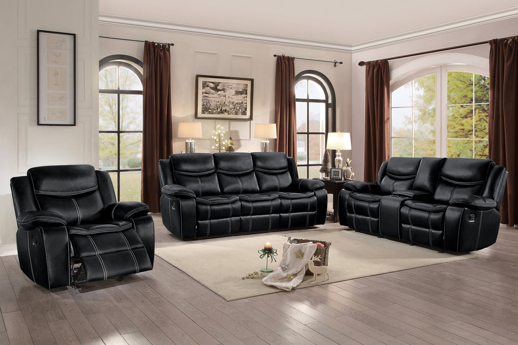 Bastrop Double Glider Reclining Loveseat with Center Console in Black - 8230BLK-2