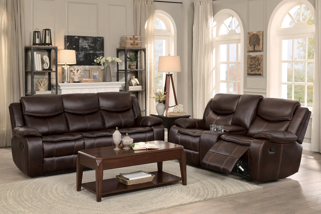 Bastrop Double Glider Reclining Loveseat with Center Console in Brown - 8230BRW-2