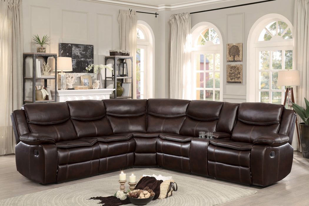 Bastrop 3-Piece Sectional with Right Console in Brown - 8230BRW*SC