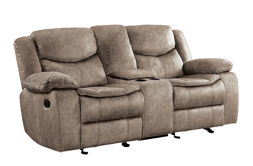 Bastrop Double Glider Reclining Loveseat with Center Console in Brown - 8230FBR-2