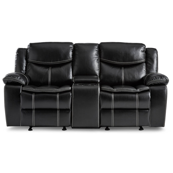 Bastrop Double Glider Reclining Loveseat with Center Console in Black - 8230BLK-2 image