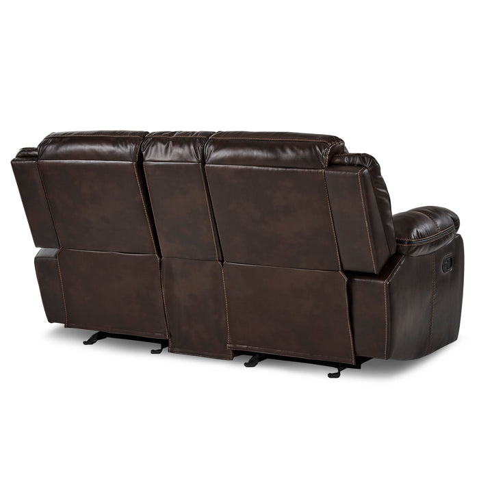 Bastrop Double Glider Reclining Loveseat with Center Console in Brown - 8230BRW-2