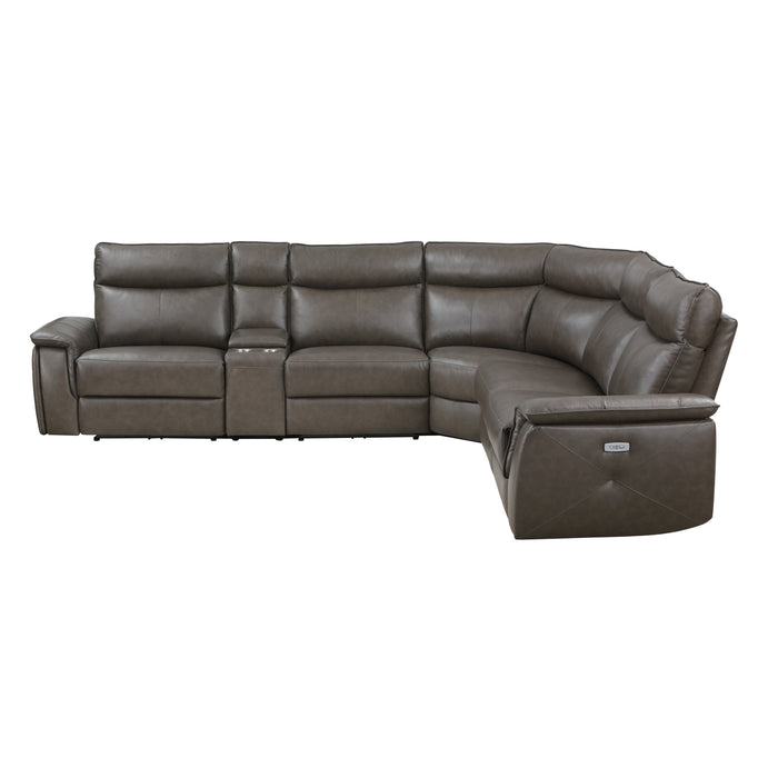 Maroni 6-Piece Modular Power Reclining Sectional with Power Headrests in Brown - 8259RFDB*6SCPWH