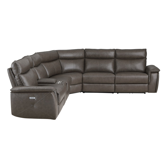 Maroni 6-Piece Modular Power Reclining Sectional with Power Headrests in Brown - 8259RFDB*6SCPWH