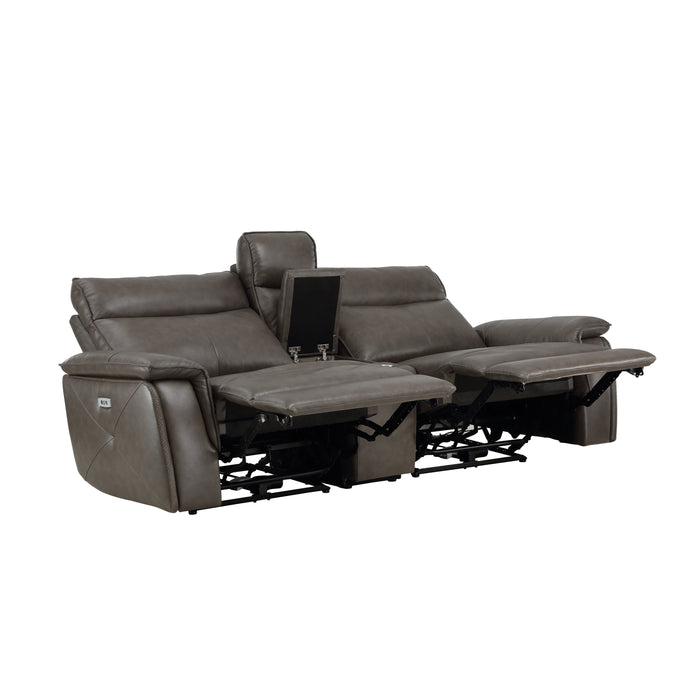 Maroni Power Double Reclining Loveseat with Center Console and Power Headrests in Brown - 8259RFDB-2CNPWH*