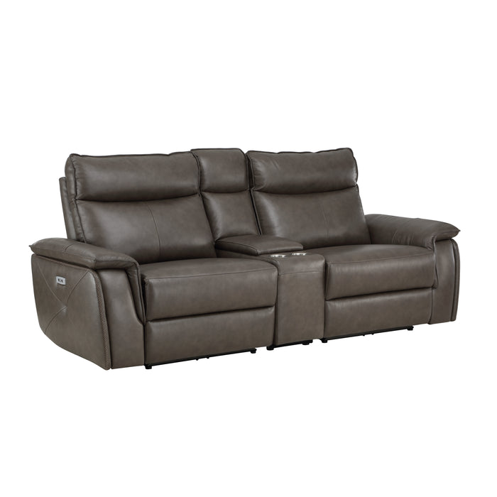 Maroni Power Double Reclining Loveseat with Center Console and Power Headrests in Brown - 8259RFDB-2CNPWH*