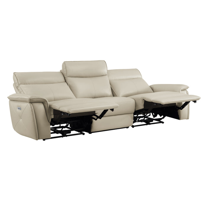 Maroni (3)Power Double Reclining Sofa with Power Headrests in Taupe - 8259RFTP-3PWH*