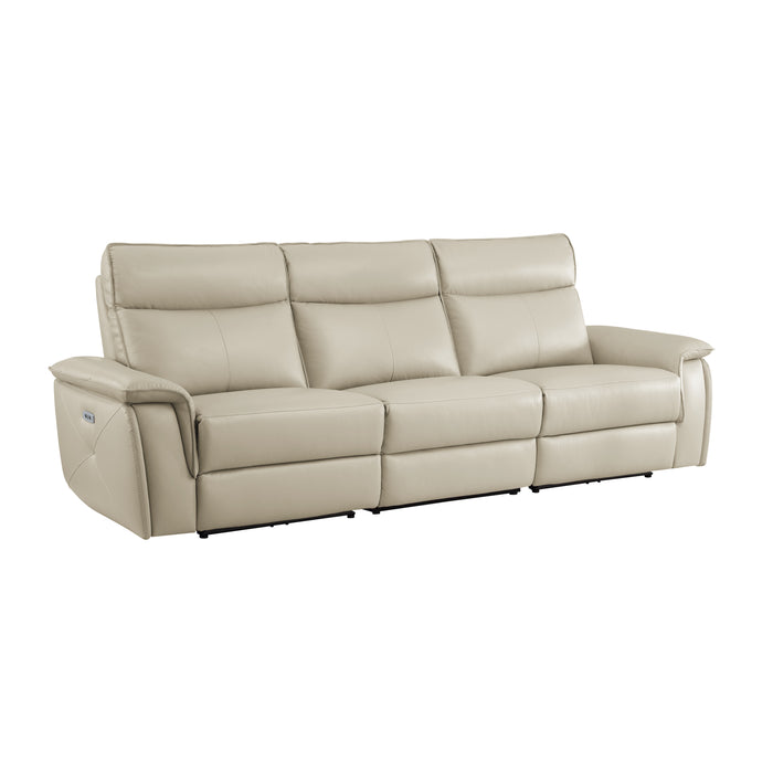 Maroni (3)Power Double Reclining Sofa with Power Headrests in Taupe - 8259RFTP-3PWH*