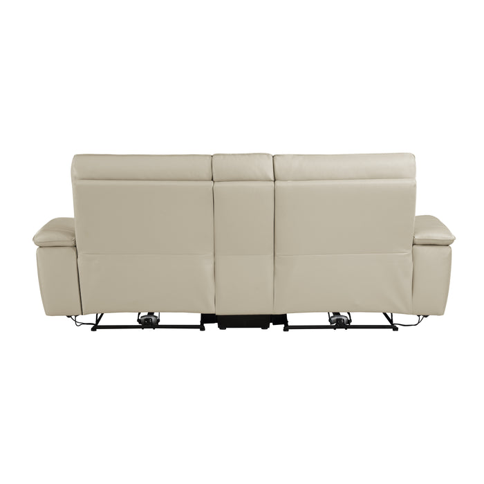 Maroni Power Double Reclining Loveseat with Center Console and Power Headrests in Taupe - 8259RFTP-2CNPWH*