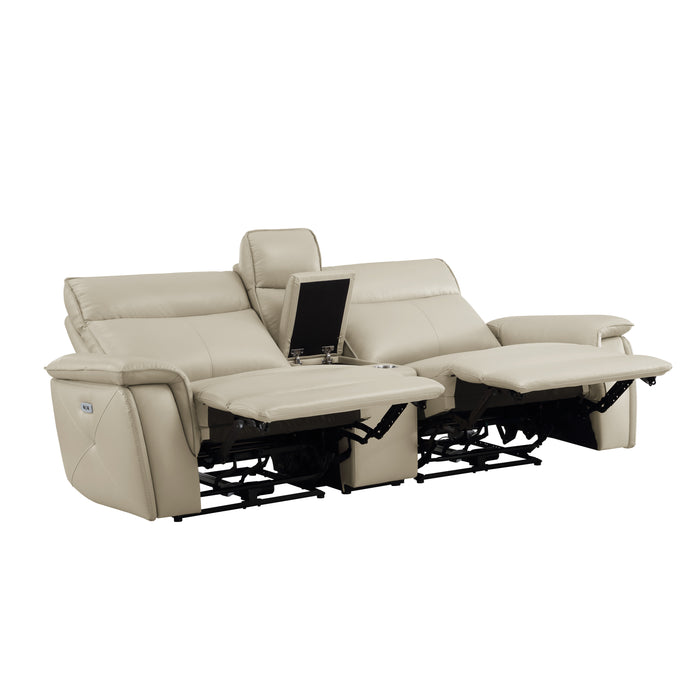 Maroni Power Double Reclining Loveseat with Center Console and Power Headrests in Taupe - 8259RFTP-2CNPWH*