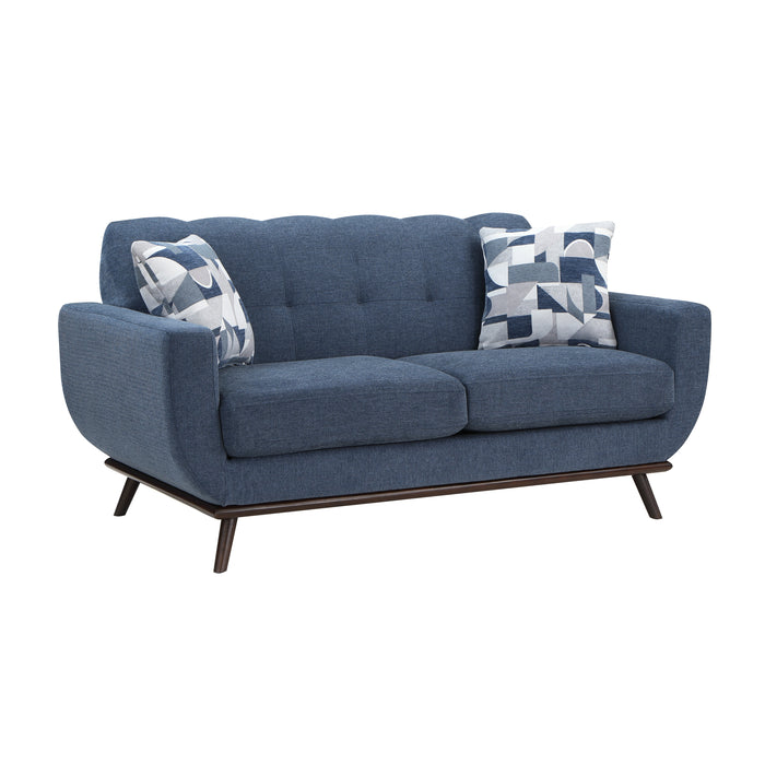 Everton 2pc Set: Sofa, Love in Blue/Walnut - 8341BL*2RV