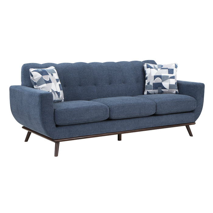 Everton Sofa in Blue/Walnut - 8341BL-3RV