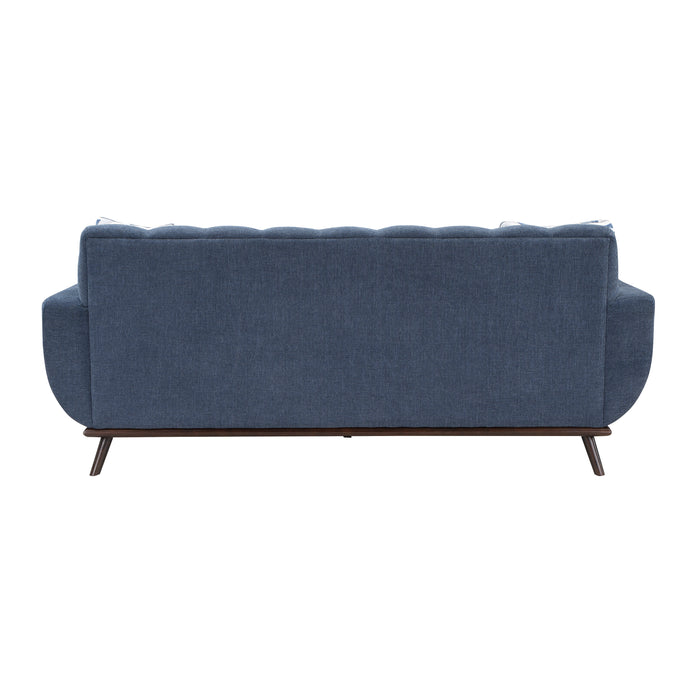 Everton Sofa in Blue/Walnut - 8341BL-3RV