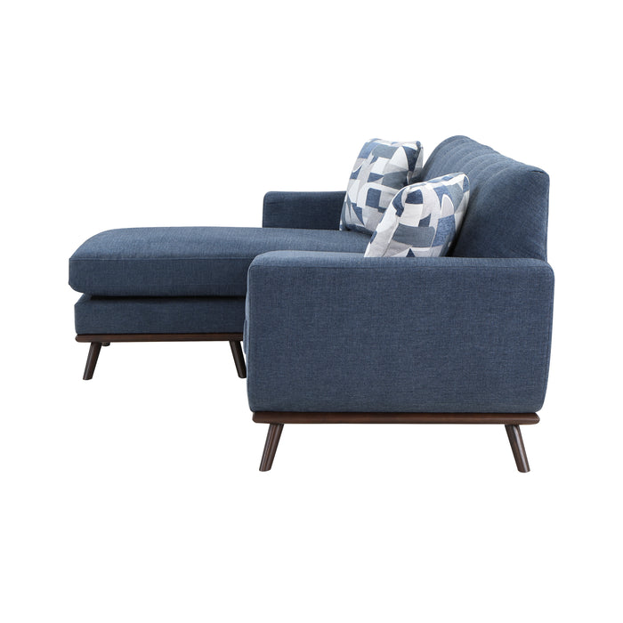 Everton Reversible Sofa Chaise in Blue/Walnut - 8341BL-3SCRV