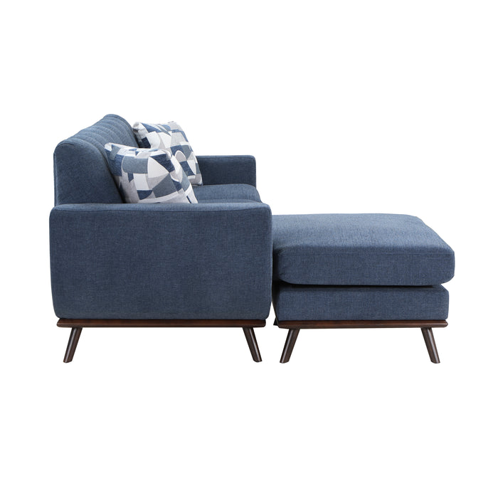 Everton Reversible Sofa Chaise in Blue/Walnut - 8341BL-3SCRV