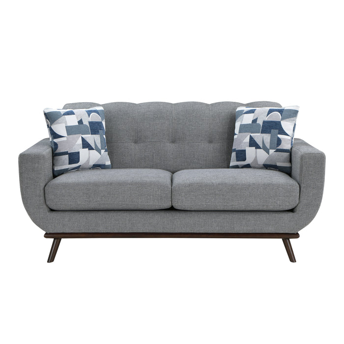 Everton 2pc Set: Sofa, Love in Gray/Walnut - 8341GY*2RV