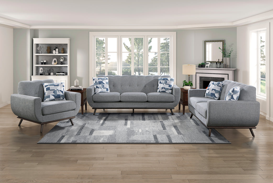 Everton Sofa in Gray/Walnut - 8341GY-3RV