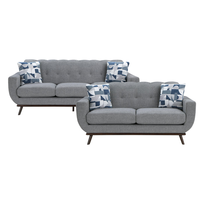 Everton 2pc Set: Sofa, Love in Gray/Walnut - 8341GY*2RV image