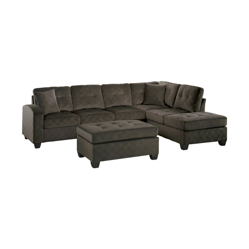 Emilio 3-Piece Reversible Sectional with Ottoman in Brown - 8367CH*3 image