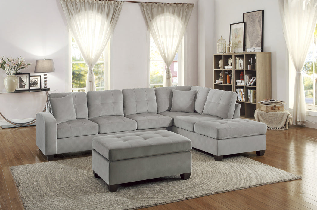 Emilio 3-Piece Reversible Sectional with Ottoman in Taupe - 8367TP*3