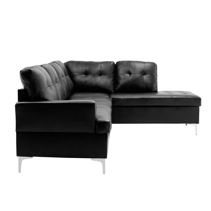 Barrington 3-Piece Sectional with Right Chaise and Ottoman in Black - 8378BLK*3