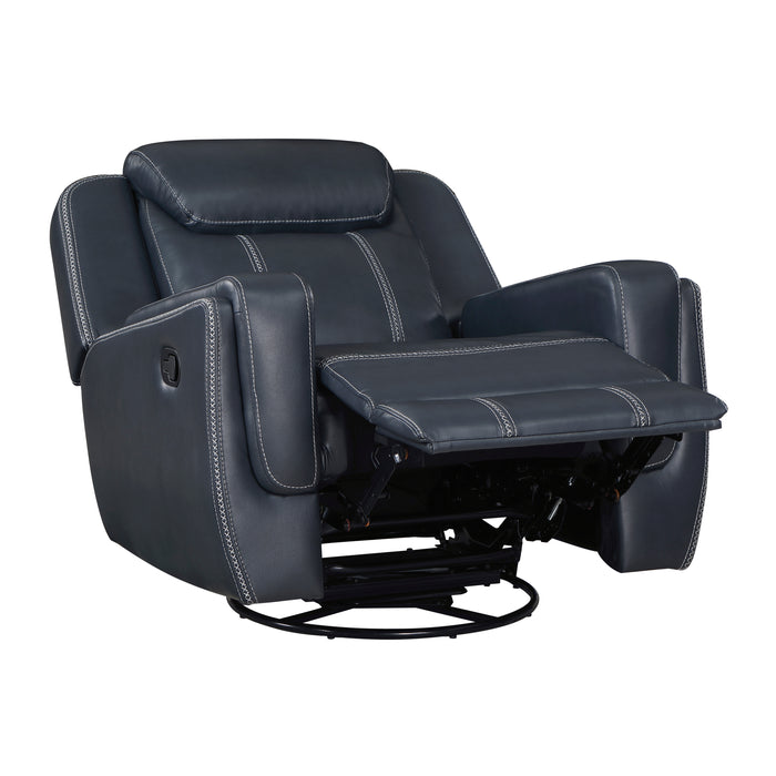 Littleton Swivel Glider Reclining Chair in Blue - 8516BU-1