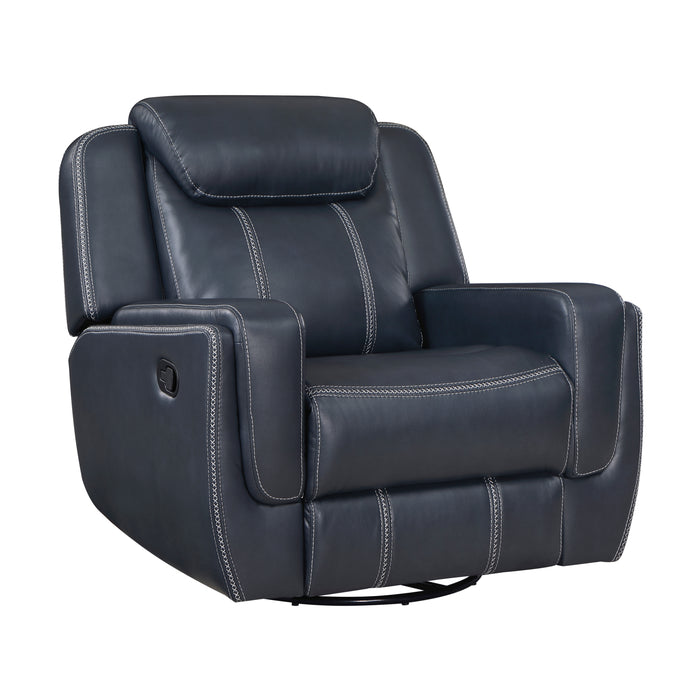 Littleton Swivel Glider Reclining Chair in Blue - 8516BU-1