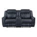 Littleton Double Reclining Loveseat with Center Console, Receptacles and USB Ports in Blue - 8516BU-2 image