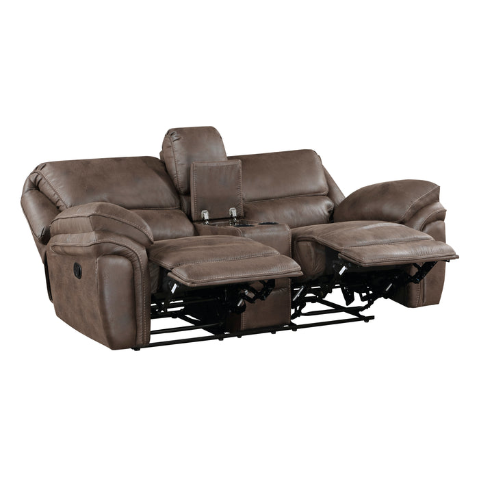 Proctor Double Reclining Loveseat with Center Console in Brown - 8517BRW-2