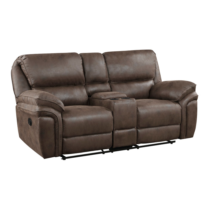 Proctor Double Reclining Loveseat with Center Console in Brown - 8517BRW-2